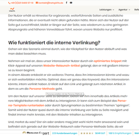 Aufbau interne Verlinkung auf der Website