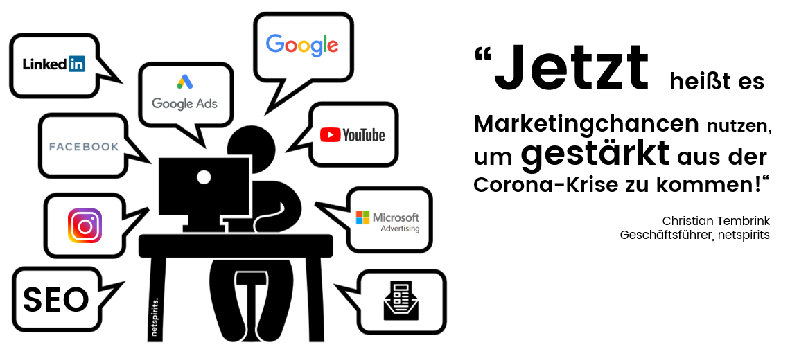 Spätestens jetzt sollte die Marketingstrategie überdacht werden! Corona-Krise bedingt die Verlegung von Offline- und Online-Marketingmaßnahmen