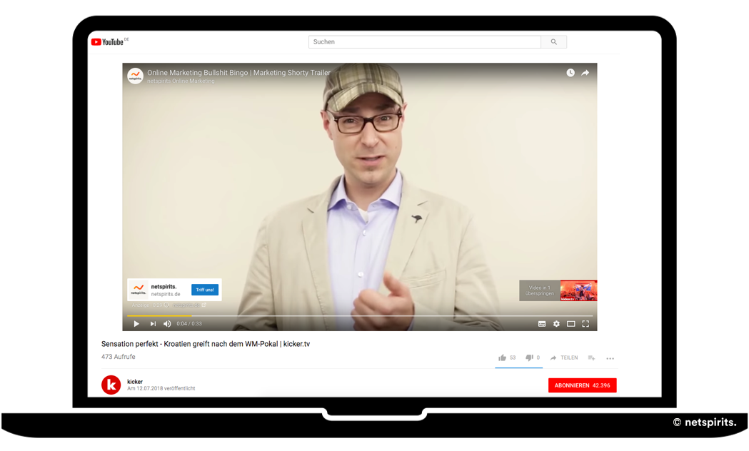 YouTube-Werbung: Überspringbare Werbeanzeige