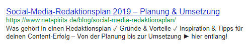 Optimierung Snippet Meta Description Sonderzeichen